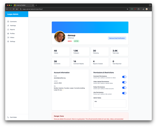 Loops Admin Dashboard
