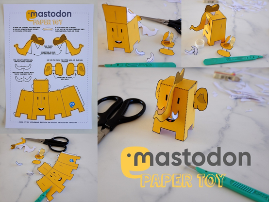 The Mastodon mascot sheet cutout for a paper toy.
