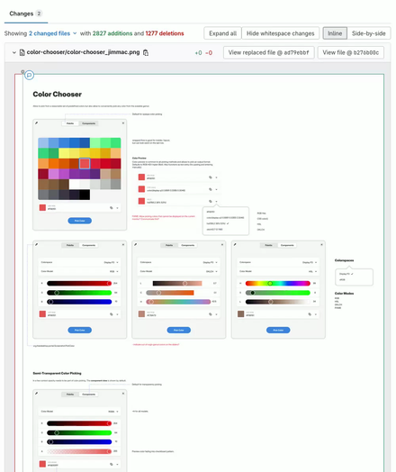 GNOME gitlab showing a diff between two commits for a PNG image.