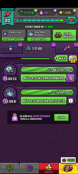 AdVenture Communist's limited time event "Space Force" finished with only 200 gold spent.