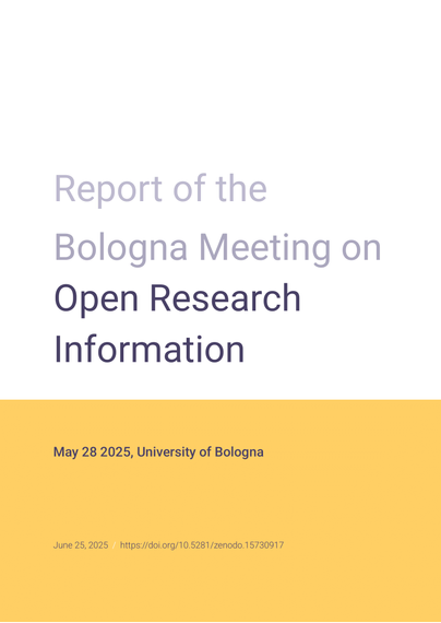 Cover of the Report of the Bologna Meeting on Open Research Information
