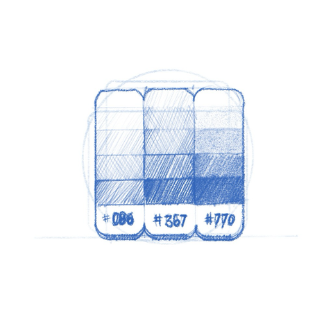Kuychi app icon sketch. A color palette with three columns of colors.
