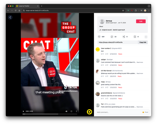 Loops video screenshot in light mode