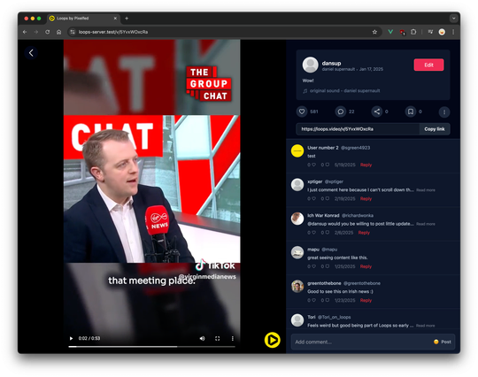 Loops video screenshot in dark mode