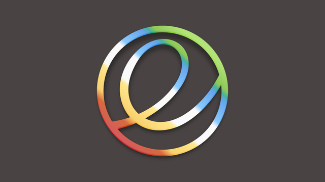 The elementary logo in the colors of the disability pride flag