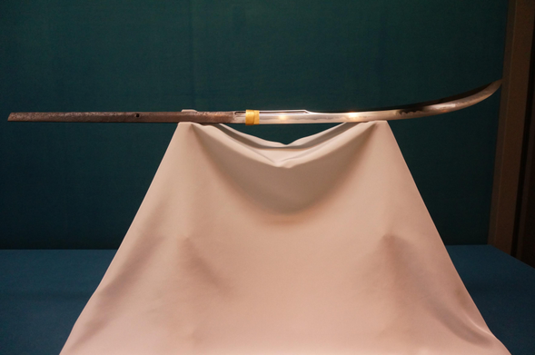 Close up of the tip of a halberd. These vicious weapons were used in warfare, but also symbolically in rituals to 'cut through' misfortune and evil.