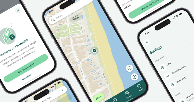 Image showing the Mergin Maps field survey app on a mobile phone