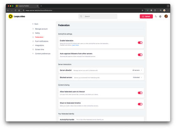 Loops Federation Settings