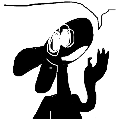 horse-rabbit made of shadows with a speech bubble of its head-- the implication is that it's the one speaking the post above