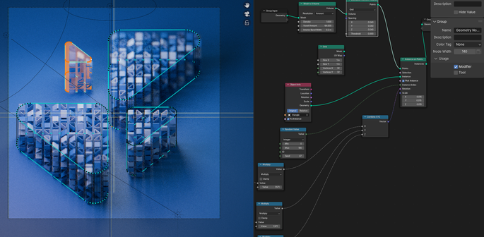 Screenshot of Blender 3D -- Adwaita wallpaper in progress.