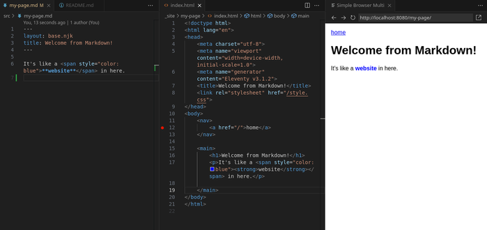a preview image showing markdown being converted to html
