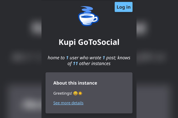 Screenshot of a new GoToSocial instance setup page with a .my domain