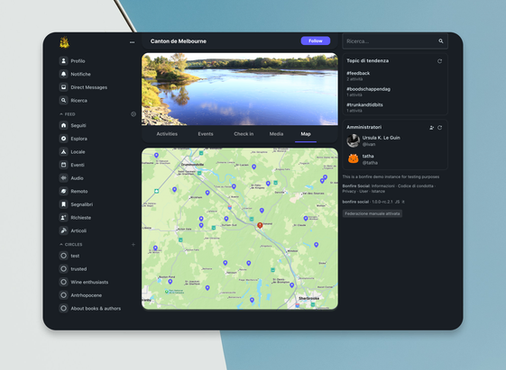 Location page, that shows a map with all the nearby locations 