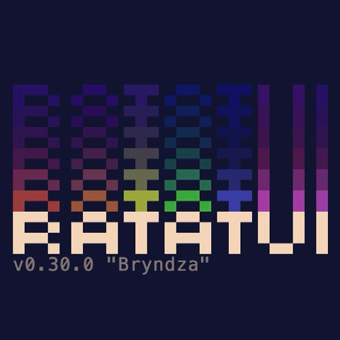 Rainbow Ratatui logo, v0.30.0 „Bryndza” below