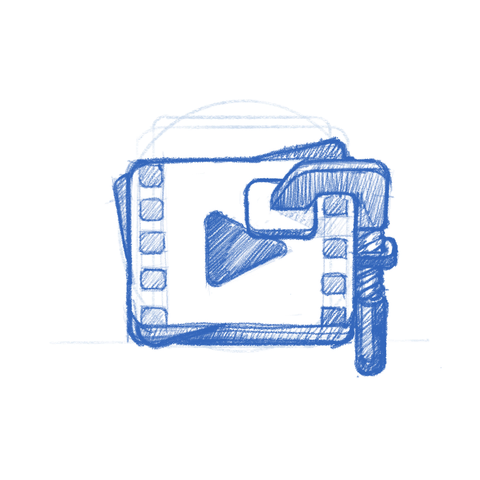 App icon sketch: Constrict, a video compression utility.