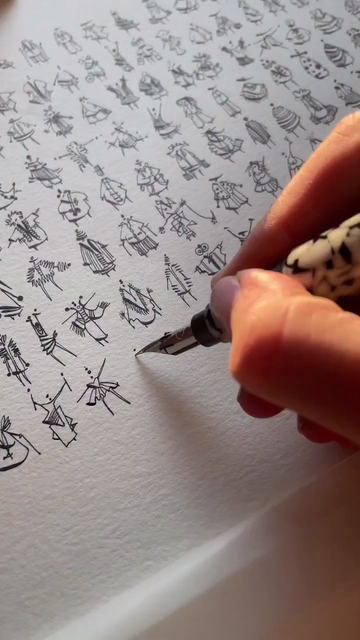 dessin en quelques coups de plume d’une galerie de petits personnages stylisés