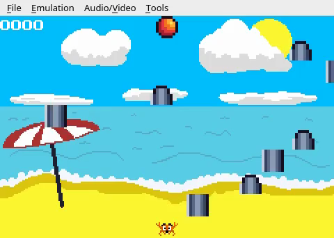 Video of a gameboy advance game demo for a "dodge the objects, retrieve the ball" type video game.