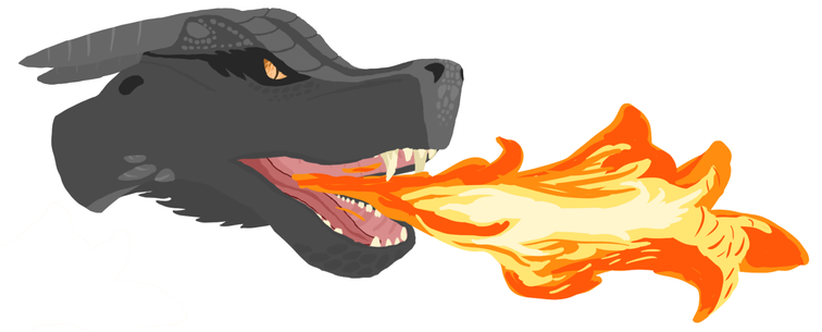 Digital drawing of Samerion fire breathing, showing only their head.