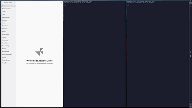 Entering the Overview in niri, scrolling around workspaces and windows, dragging windows around.