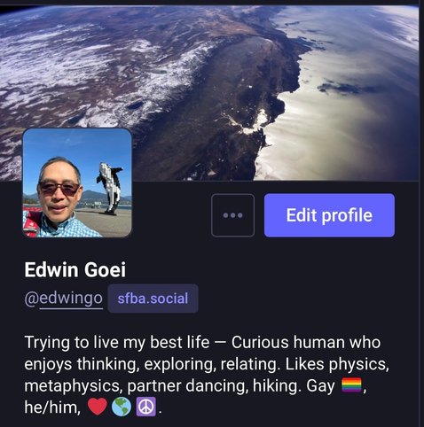 Screenshot of Edwin’s Mastodon profile on sfba.social