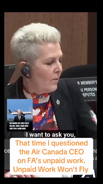 That time I questioned the CEO of #AirCanada on the CUPE Unpaid Work Won’t Fly Campaign! It’s about Values— The Carney Government shows a clear lack of values by ignoring workers’ rights. Flight attendants work unpaid on average one week each month due to a loophole in the labour code. This is wrong! They could easily fix this by reintroducing my Bill C-415 from the last parliament. It’s time they supported workers not just talk about it.