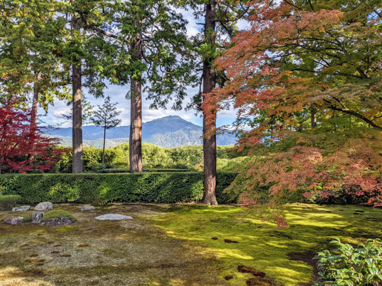 Mt Hiei as seen from Entsu-ji (the mountain is used as part of the garden's borrowed scenery).