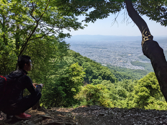 A rest on the way up Mt Hiei, with the city sprawling below.