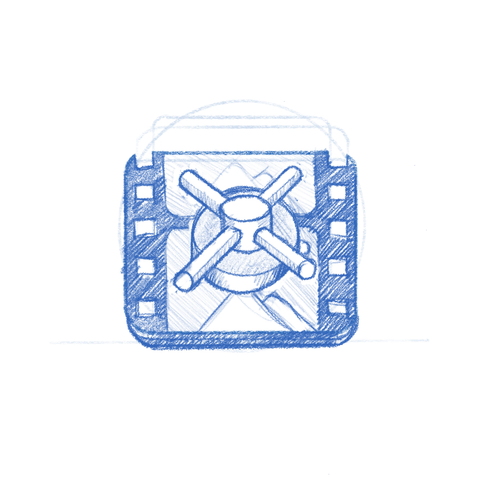 App icon sketch: Constrict video compressor.