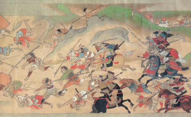 Painted scroll depicting the Onin War.