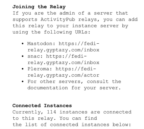 Image of the activity pub relay instance by gyptazy 
