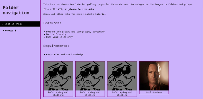 Desktop version of gallery template