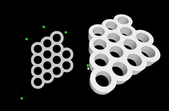 animation showing interactive sketch that generates a 3D group of cylinders