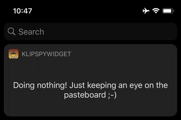 Screenshot of KlipboardSpy, the demo app we developed.