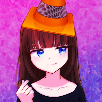 a common depiction of me: girl with a VLC cone on her head.