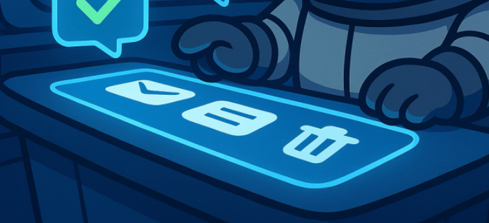 A screenshot of the image used in the original toot which shows a character using a control panel, but the control panel is upside down.