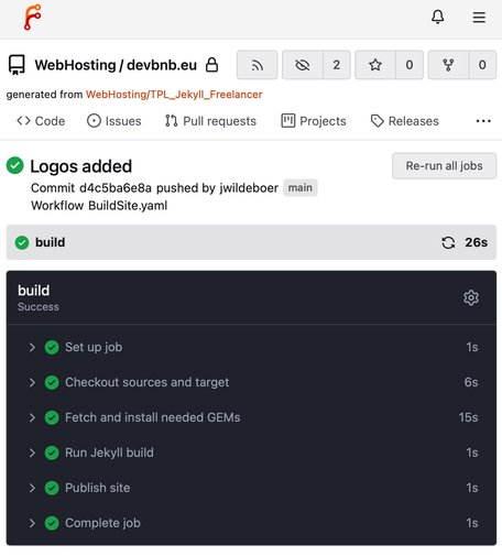 Building the static pages for the website automatically with the forgejo runner that runs after every push to the repo.