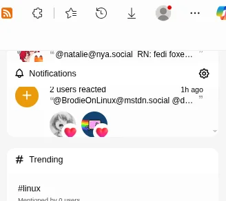screenshot of the misskey sidebar where the contents of the notification widget spill out at the top if the notification widget is not at full height due to sidebar scroll position