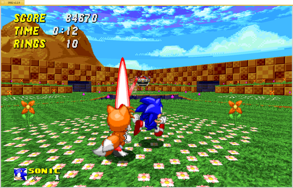 Screenshot of Sonic Robo Blast 2 on Haiku

SCORE: 84670
TIME: 0:12
RINGS: 10

Sonic and Tails are in the centre of a stage, dodging lasers from Dr. Eggman