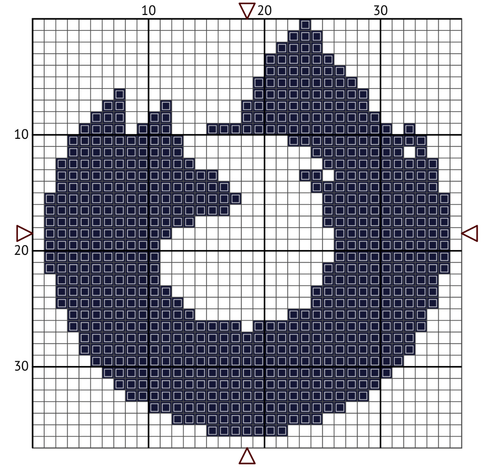 One-colour Firefox cross stitch pattern.