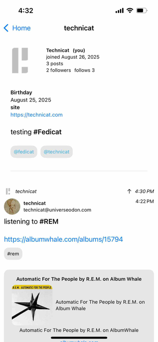 screenshot of a profile with birthday and website fields