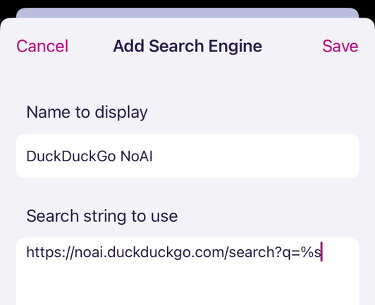 Screenshot of setting the configuration option in Firefox Focus