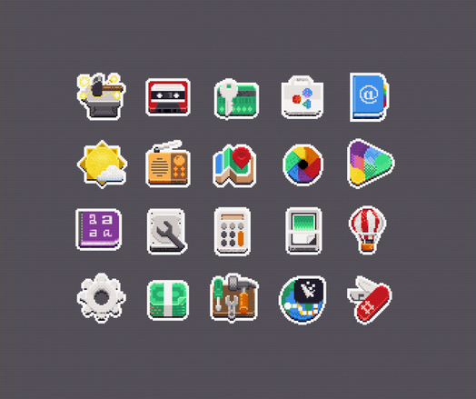 Pixelart variants of the GNOME Core apps. Oops, and some extras.