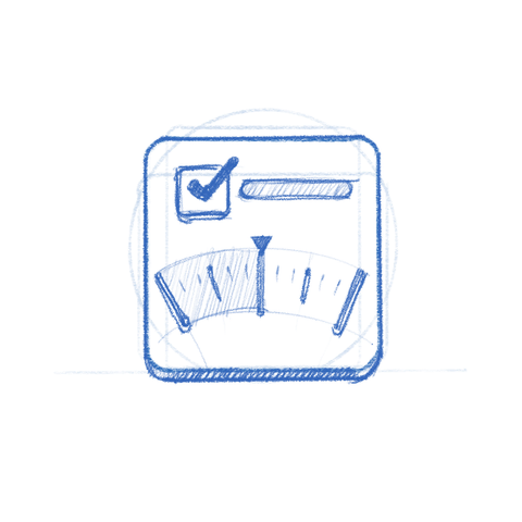 Tomodoro app icon sketch. A task indicated by a checkbox and a progressbar/timer below.