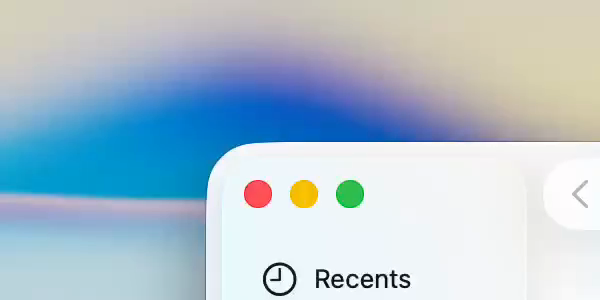 Screen recording of the pointer moving along the top left edges of the Finder window on macOS Tahoe. It turns from default cursor to "resize" cursor.