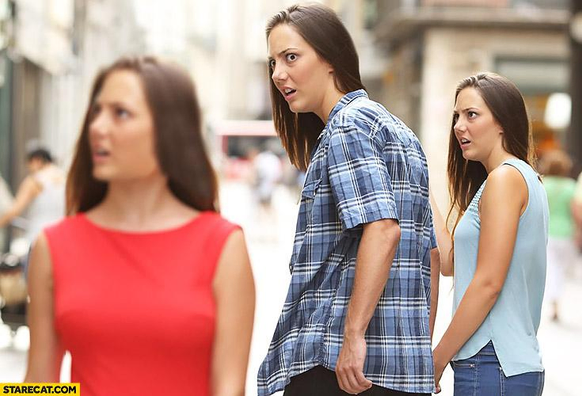 guy looking back at another person meme