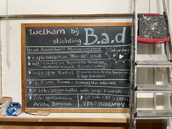 A blackboard with GRAW program at B.a.d written on it.