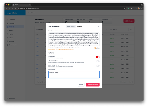 Loops Admin Dashboard