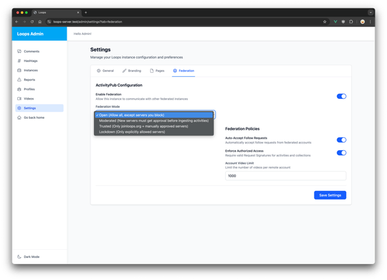 Loops Admin Dashboard