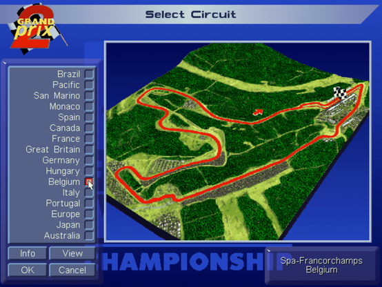 All the various circuit you can choose from! Incl. but not limited by Spa, Monte-Carlo, Silverstone, Monza, Suzuka and many more...!