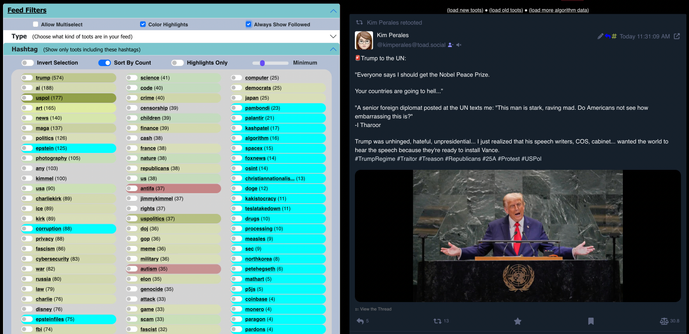 screenshot of fedialgo demo